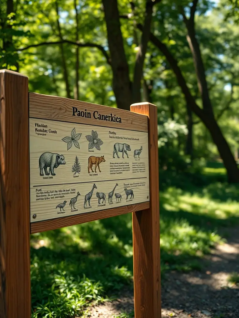 An image of a newly installed informational sign at a natural site, providing details about local flora and fauna, enhancing public access and learning.